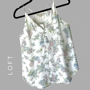 NWT | LOFT | SLEEVELESS FLORAL SPAGHETTI STRAP BUTTON FRONT TOP | EXTRA SMALL